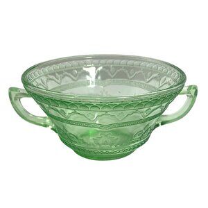 Patricia Green Cream Soup Bowl Depression Glass By Federal Glass